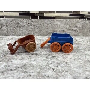 Fisher Price Little People BROWN FARM CART Blue & Orange Wagon